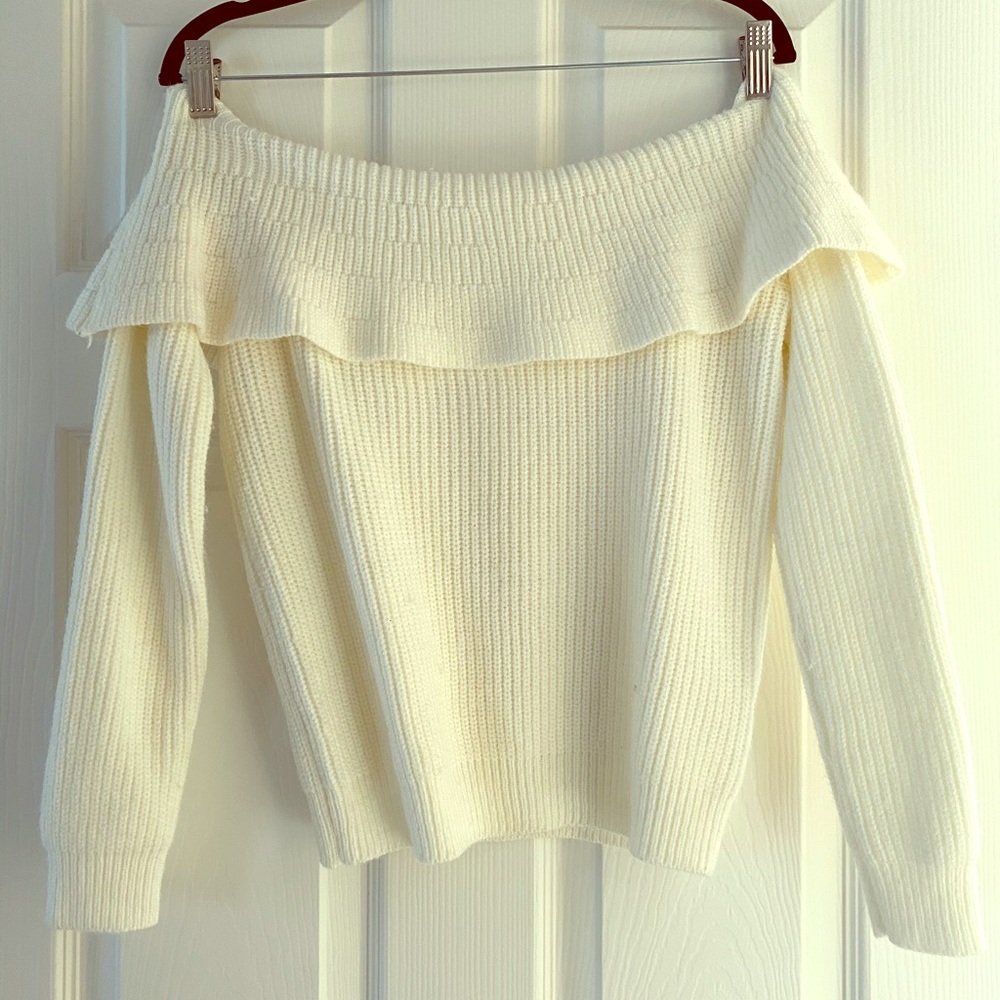 Off-The-Shoulder White Sweater